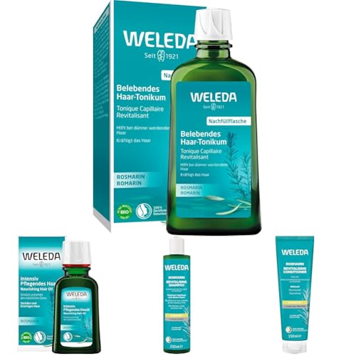 WELEDA Bio Rosmarin Haarpflege Set - Naturkosmetik All-In-One Set mit Rosmarin Haartonikum, Haaröl, Shampoo & Conditioner WELEDA Bio Rosmarin Haarpflege Set - Naturkosmetik All-In-One Set mit Rosmarin Haartonikum, Haaröl, Shampoo & Conditioner