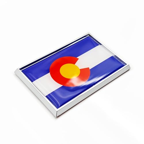 Image of Colorado Flag Sticker Emblem Decal Car Chrome Flags, 2 Pack, 3 x 2 inches