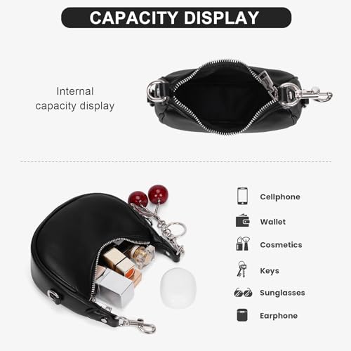 Image of JQWSVE Small Top Handle Bags for Women Mini Purses Cute Ladies Handbags Crescent Mini Crossbody Bags with Cherry