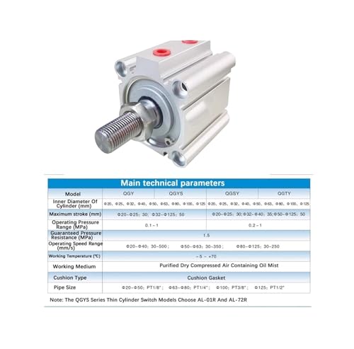 Vérin pneumatique QGY63 compact à course de 30mm pour usine