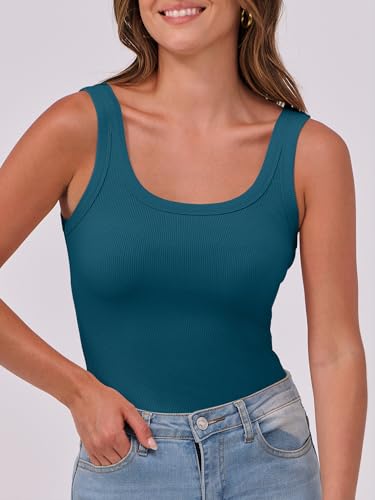 Image of ANRABESS Womens Sleeveless Scoop Neck Tank Top Ribbed Fitted Summer Basic Slim Cute Tops 2026