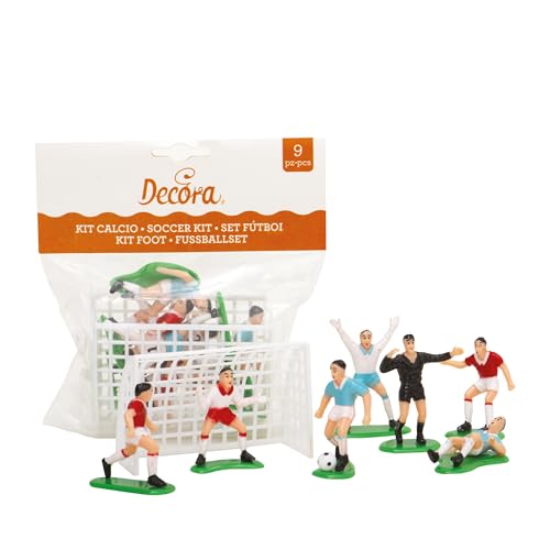 Decora 0816010 Set Calcio 9 Pezzi, 7 Giocatori e 2 Porte, Plastica