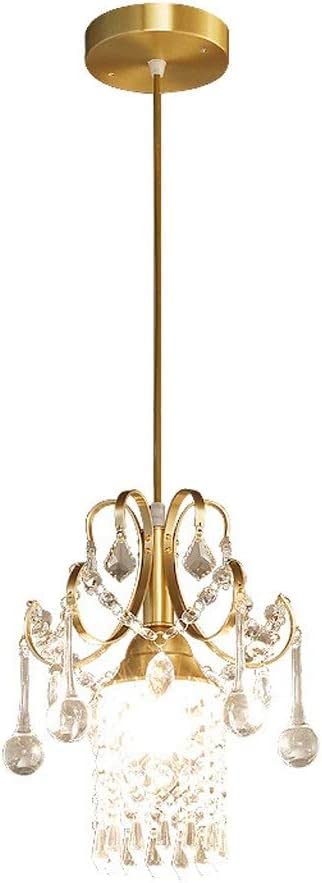 SMJY Mini Crystal Chandelier Brass Pendant Light Chandelier Crystal Pendant Light, Golden for Living Room Bedroom Restaurant Porch Chandelier