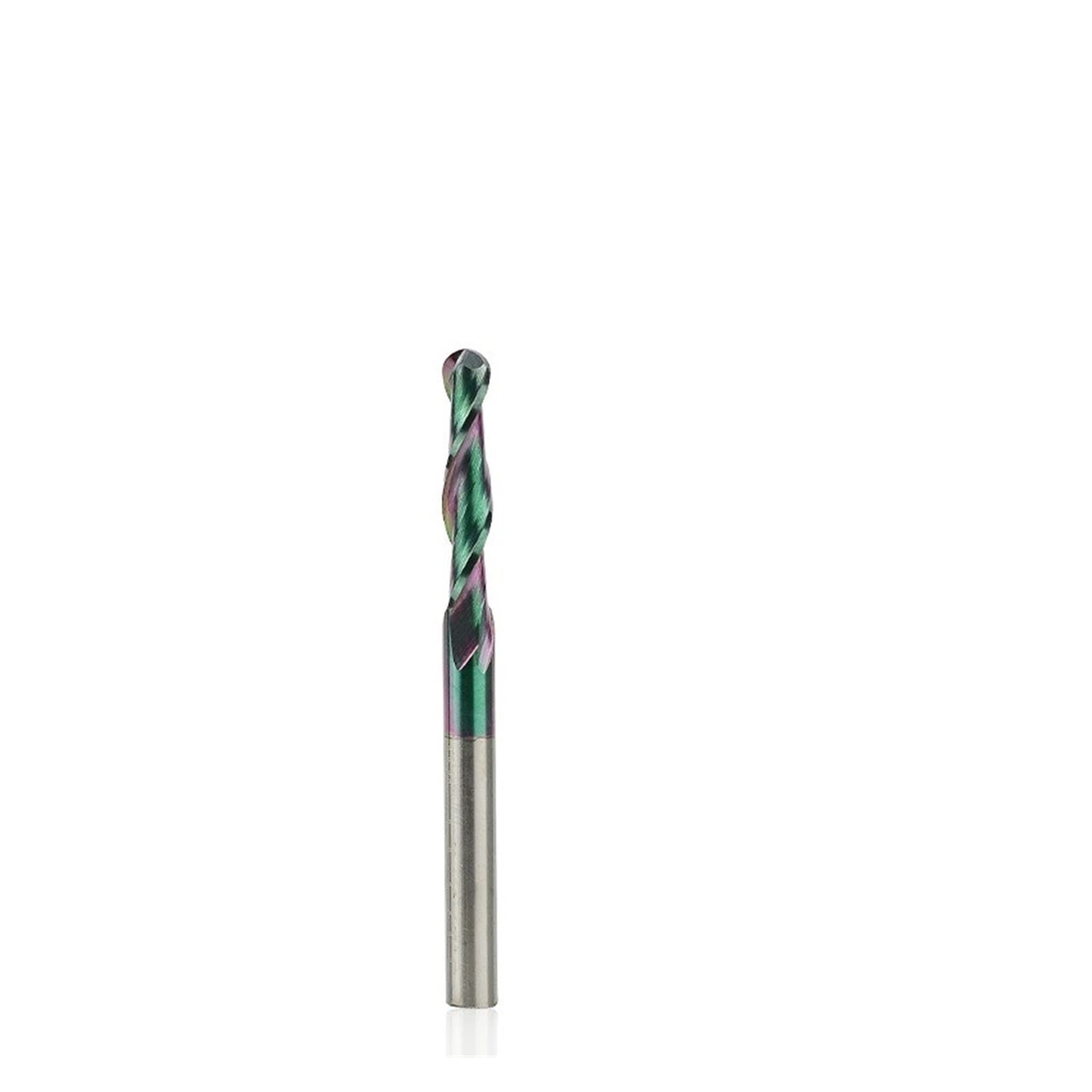 FCARUMIQP 1pcs Ball Nose End Mill Cutter 3.175 Mm Shank 2 Flute Super Coating Carbide Milling CNC Bit for Aluminum Cutting