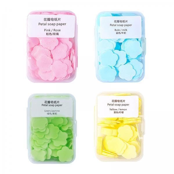 UJEAVETTE® 2x400Pcs travel Soap Sheets Petal Soap Paper for Children and Adults Mixed Color-image-42