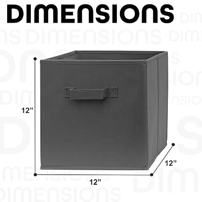 Pomatree 12x12x12 Inch Storage Cubes - 6 Pack - Fabric Cube Storage Bins | Dual Handles, Foldable | Home, Kids Room, Closet and Storage Basket Bin Organizers (Dark Grey)