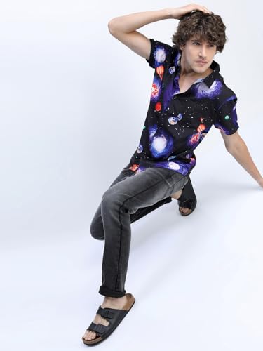 Image of Highlander Men's Slim Fit Shirts | Printed | Half Sleeves | Spread Collar | Casual Shirts | Stylish Shirt