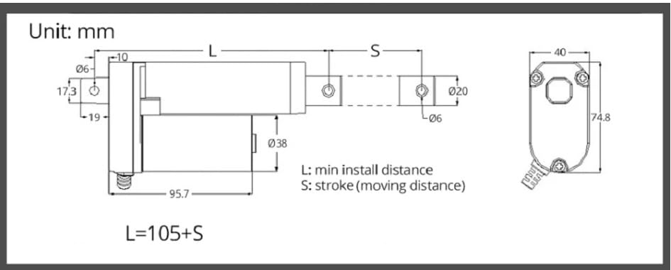 Herramientas industriales de actuador lineal 24V con carrera adaptable 6