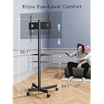 PERLESMITH Mobile TV Cart with Wheels for 23-60 Inch LCD LED OLED Flat Curved Screen Outdoor TVs Height Adjustable Shelf Floor Stand Holds up to 55lbs Monitor TV Holder with Tray Max VESA 400x400mm - Image 2