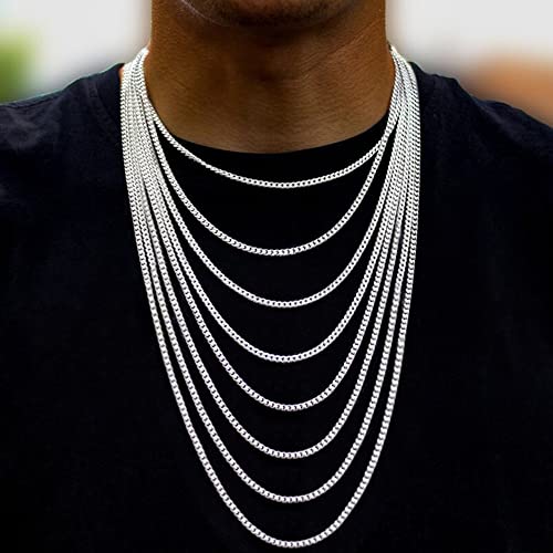 Ochcoh Silver Chain For Men 16 Inch Silver Cuban Link Chain For Men Sterling Silver Chain For Men 3.5Mm Diamond Cut Mens Silver Chain Mens Silver Necklace Silver Necklace Men Mens Jewelry Mens Gifts #TOP5