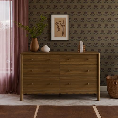 Image of Babyletto Swell 6-Drawer Assembled Baby Dresser, Natural Walnut | GREENGUARD Gold Certified, 6 Spacious Drawers, Dresser for Bedroom, Living Room & Hallway - Wooden Double Chest of Drawers
