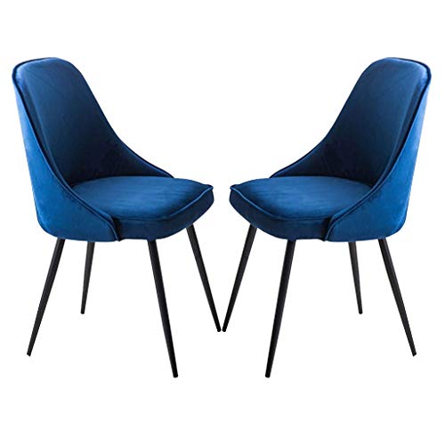 SJIALEN 1/2/4pcs Soft Velvet Dining Chair,for Office Lounge Dining Kitchen Bedroom Kitchen Chair Reception Chair Kitchen Chair (Color : Blue, Size : 2pcs)