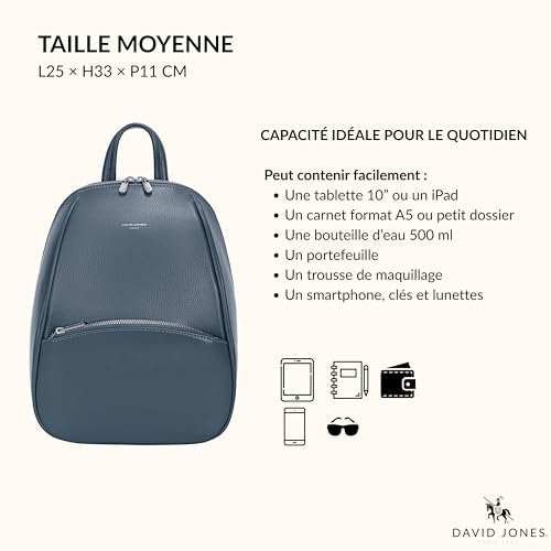 Sac à dos femme similicuir David Jones Paris chic et classique pour sorties de week-end