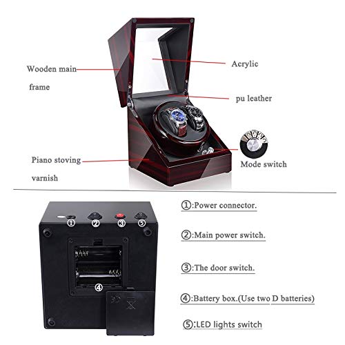 Caja para relojes automáticos de madera lujosa con iluminación LED elegante 5