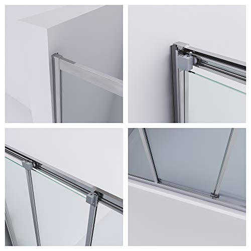 AQUABATOS® 90 x 195 cm Duschtür Nische 3 teilige Schiebetür Dusche Dreiteilige Gleittür Nischenschiebetür Duschwand Glas Nischentür 6mm klarglas Easy-clean Lotus effekt Beschichtung ohne Duschwanne