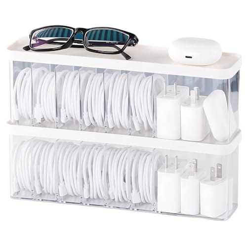 Charger Cable Storage Organizer Box (2-Pack)