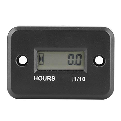 Aumotop Contador Horario Inductivo Digital Resistente Al Agua para Cortacésped con Motor de Gasolina ATV UTV - Adecuado para Mantenimiento Marino - Resina Epoxi Negra