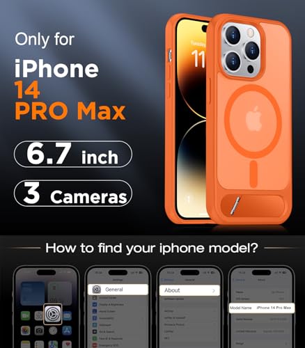 Image of Magnetic Compatible with iPhone 14 Pro Max Case, [Built-in Invisible Kickstand][Compatible with MagSafe] [Military Grade Shockproof] Slim Translucent Matte Phone Case for iPhone 14 Pro Max 6.7 inch