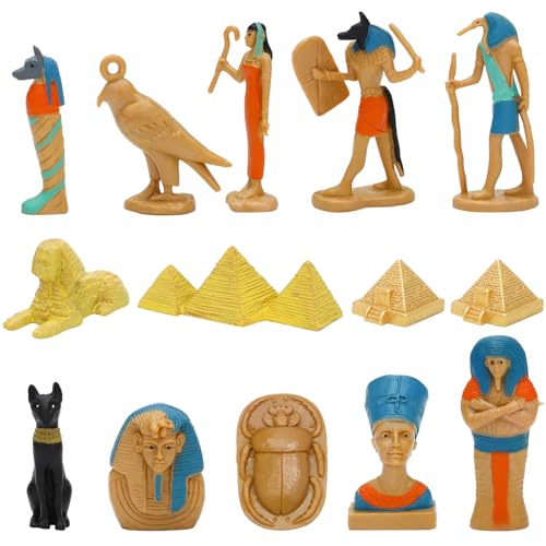 ONEST 14 Pieces Ancient Egypt Mini Egyptian Figurines Playset Egyptian Party Decorations Supplies Birthday Surprise