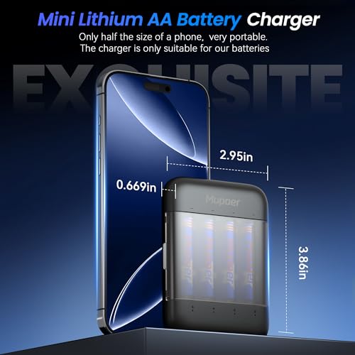 Image of Mupoer Rechargeable AA Lithium Batteries with Box, Double A Battery Rechargeable 8 Count 1.5V 3600mWh,Long Lasting Lithium ion Batteries with Ultra Thin Charging Storage Box for Blink Xbox