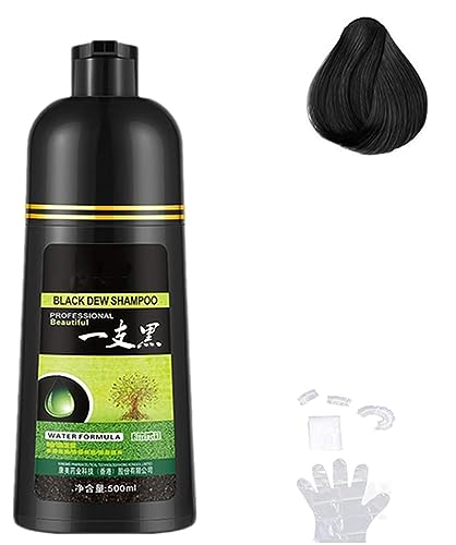 Gokame Herbal Shampoo, 500ml 3 in 1 Black Hair Dye Shampoo, Herbal Hair ColoringShampoo, Instant Black HairShampoo Color for GrayHair, Hair ColoringShampoo in 10 Minutes (Black)