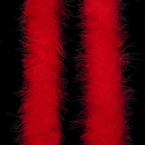 TOBEAUTYPRO Red Fluffy Marabou Feather Boa 2 Yard, Natural Feather Boa for Crafts, 20 Grams 6 Feet Feather Boa for Wedding Party Valentine Tree Halloween Decor, Carnival Costume Floral Ornament