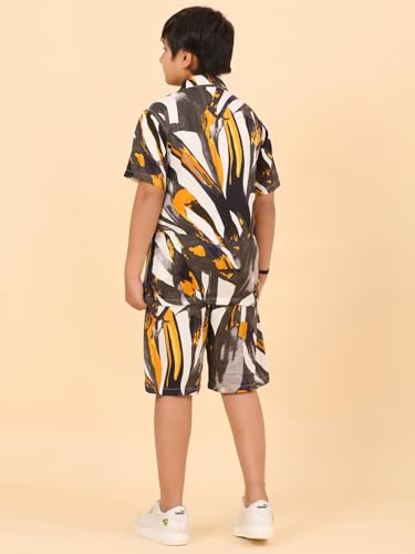 Image of Ninos Dreams Boys Cotton Rayon Halfsleeves Coord Set with Shirt & Shorts /Boys Vacation wear /boys co ord set /Boys Tropical print Shirt & Shorts set /Boys Clothing Set