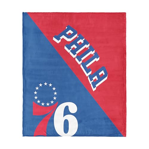 Northwest NBA Philadelphia 76ers Silk Touch Throw Blanket, 46x60 inches, Halftone Design