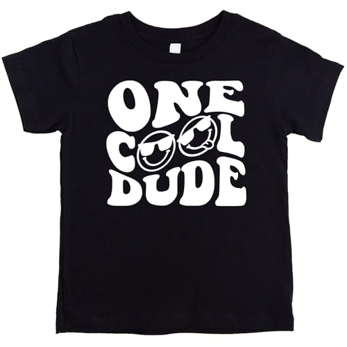 One Cool Dude Retro Boys First Birthday Shirt & Bodysuit for Boys Black Shirt 18 Months