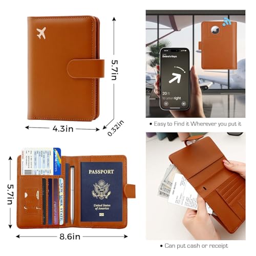 Image of Melsbrinna Premium Leather Passport Holder Covers Case, Waterproof Rfid Blocking Travel Wallet Passport Holder with Pen Holder, Cute Passport Book for Women /Men