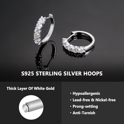 KRKC&CO Moissanite Hoop Earrings for Women, Sterling Silver Gift for Anniversary Birthday, D Color VVS1 Clarity 0.6-2.0Ctw Hypoallergenic Huggie Earrings Stud, White Gold Plated Jewelry for Her3