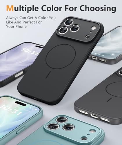 Image of FNTCASE for iPhone 17 Pro Max Case: [Compatible with Magsafe] Integrated Silicone Phone Cases with [Full Camera Protection] [Screen Protector] Military Grade Shockproof Protective Cover - Full Black