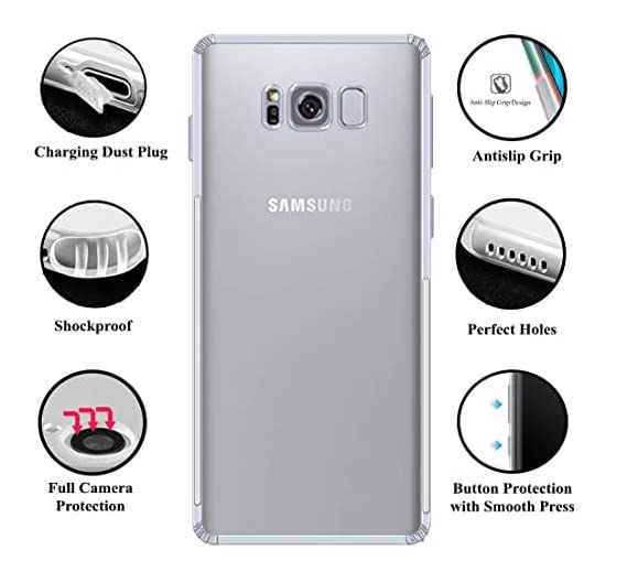 Image of Dashmesh Shopping Shock Proof Protective Soft Transparent Back Case Cover for Samsung Galaxy S8 Plus [Bumper Corners with Air Cushion Technology]