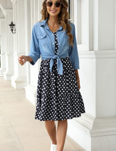 SeekMe Womens Denim Shirts Tie Front Crop Top Button Down Chambray Jean Shirts2