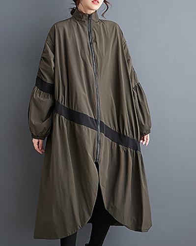 Manteau Femme à Fermeture Éclair et Ourlet Fendu Vêtement d'extérieur ellazhu