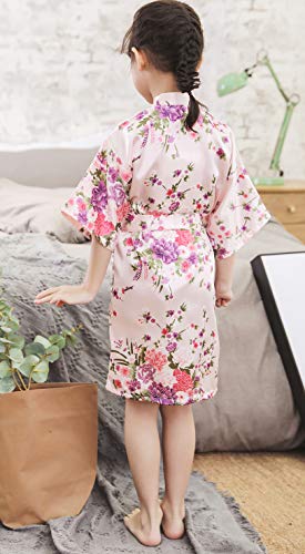 Cherry Blossoms Floral Kimono Robe Silk Bridal Party Robes Nightgown for Girls Housecoat2