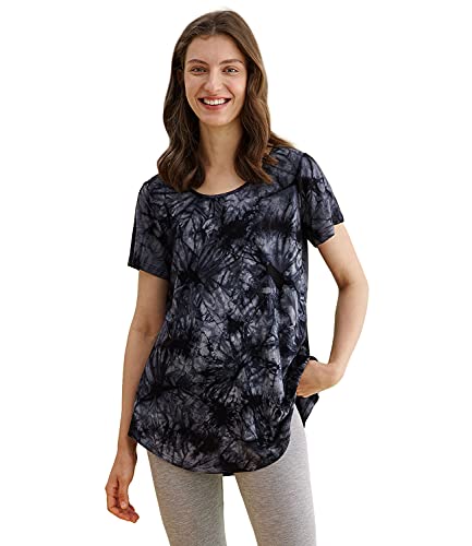 Latuza Women s Plus Size Top Swing Floral Tunic for Leggings 3X Tiedye Gray