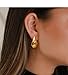 Elegant Gold Teardrop Stud Earrings, Glossy Curved Design, Fashion Statement Jewelry