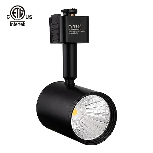 mirrea LED Track Lighting Heads Compatible with Single Circuit J Type Track Lighting Rail Ceiling Spotlight for Accent Task Wall Art Exhibition Lighting 6.5W 24° Black Pack of 6 (3000K Warm White)