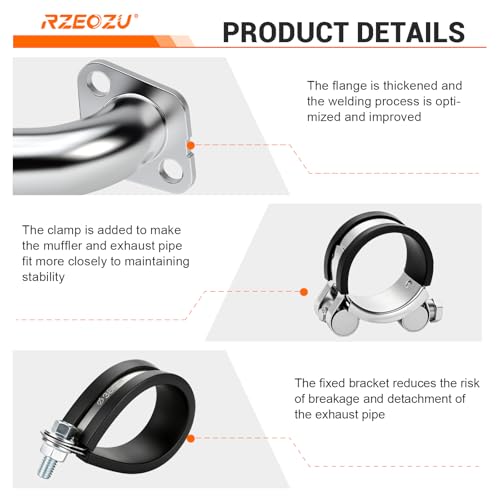 Image of Right Side Exhaust Pipe with Slip on Muffler for B200R B200 RT200 | Performance Header Pipe and Stainless Steel Silencer Compatible with Coleman RB200 B200RSV B200C Mega Moto 212 212cc Parts