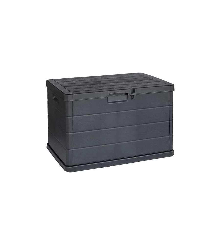 Domo Mea Baule da170 Litri Effetto Legno, Contenitore Stoccaggio, in Resina Antracite, Dimensioni 78L x 55l x 52H cm