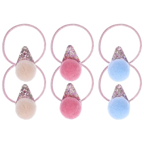 SOIMISS 6 Pairs Elastic Hair Ties with Sequin Star Pom Poms