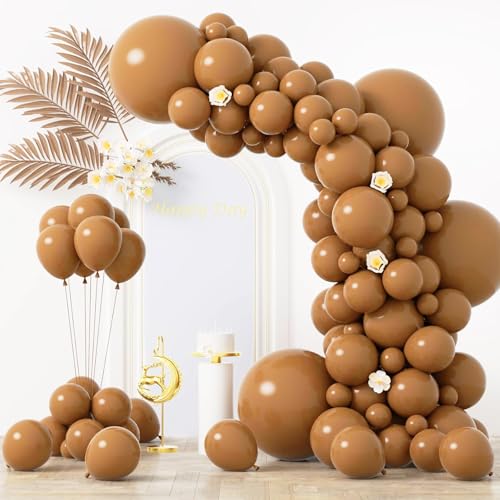 Image of Voircoloria 130pcs Brown Balloons Different Sizes 18 inch 12 inch 10 inch 5 inch Dark Brown Party Latex Balloons for Birthday Baby Shower Gender Reveal Graduation Wedding Anniversary Party Decorations