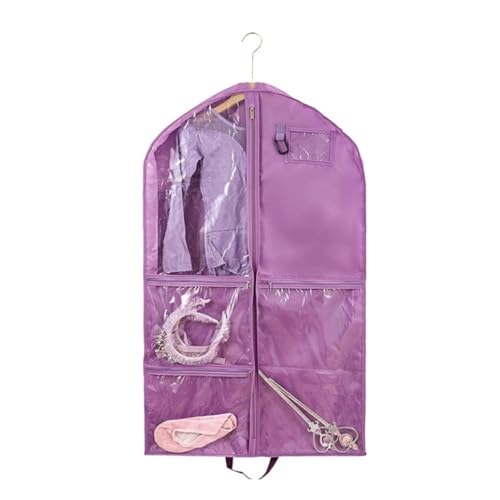 Habrur Clothes Cover Hanging Garment Bag With Zipper Pockets 40 Inch Clothes Bag Dance Costume Suit Bags (Color : Purple, Size : 2pcs)