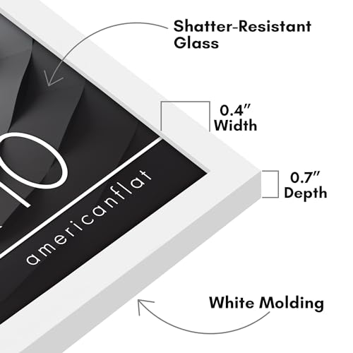 Americanflat 8x10 Picture Frame with Shatter-Resistant Glass - Streamline Collection - Thin Border Photo Frame for Tabletop and Wall Display - Hanging Hardware and Easel Stand Included - White