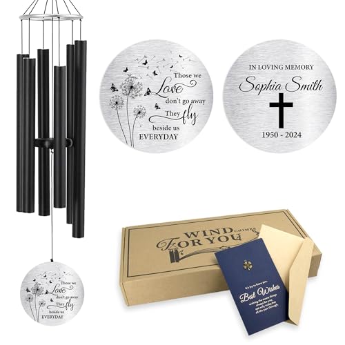 Image of ASTARIN Personalized 30 inch Bereavement Wind Chimes for Outside, Memorial Gift in Remembrance of a Loved One, Sympathy Gift for Loss of Mother Father Husband, Garden Patio Decor