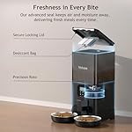 Voluas Automatic Cat Feeder for Two Cats, Double Pet Feeder with 2 Stainless Steel Bowls,6L Timed Cat Feeders with Memory Function - Image 5