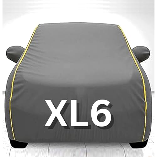 Image of 100% Waterproof Car Cover for XL6 UV Protection, Dustproof, Windproof | Custom Fit with Mirror Pockets, Belt & Buckle | All Weather Outdoor Body Cover (Grey, XL6)