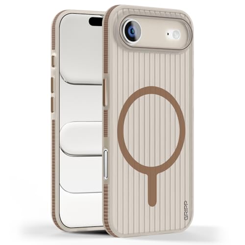 Image of GRIPP Slimfit Case Compatible with Mag-Safe for iPhone Air | Ultra-Thin, Corrugated Design, Matte Frosted Finish, Raised Edges, Anti-Scratch, Sleek & Lightweight Back Cover - Gold