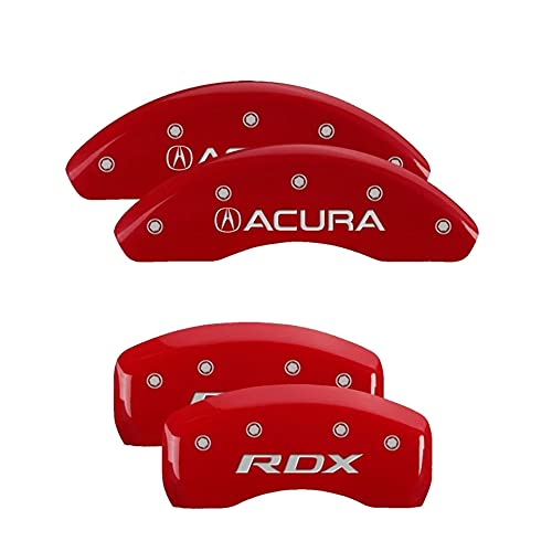 Image of MGP Brake Caliper Covers for 2019+ Acura RDX | Requires 18 inch+ Wheels, Red Powder-Coated Aluminum, 4 PCS Front and Rear, Red - Acura /RDX Engraving